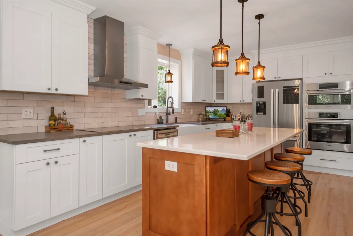 angled view of custom renovated kitchen